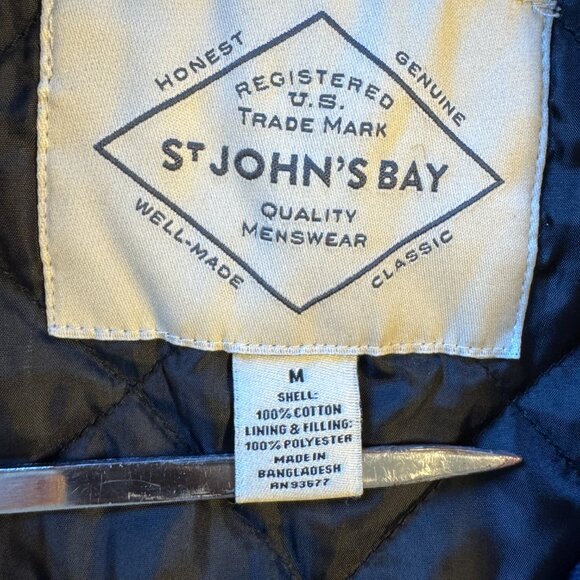 VTG St Johns Bay Quilted Flannel Shacket Mens Medium Blue Buffalo Plaid Pockets - Picture 9 of 10
